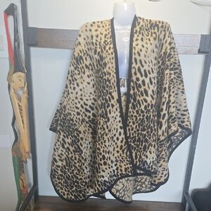 Leopard Print Wrap Poncho